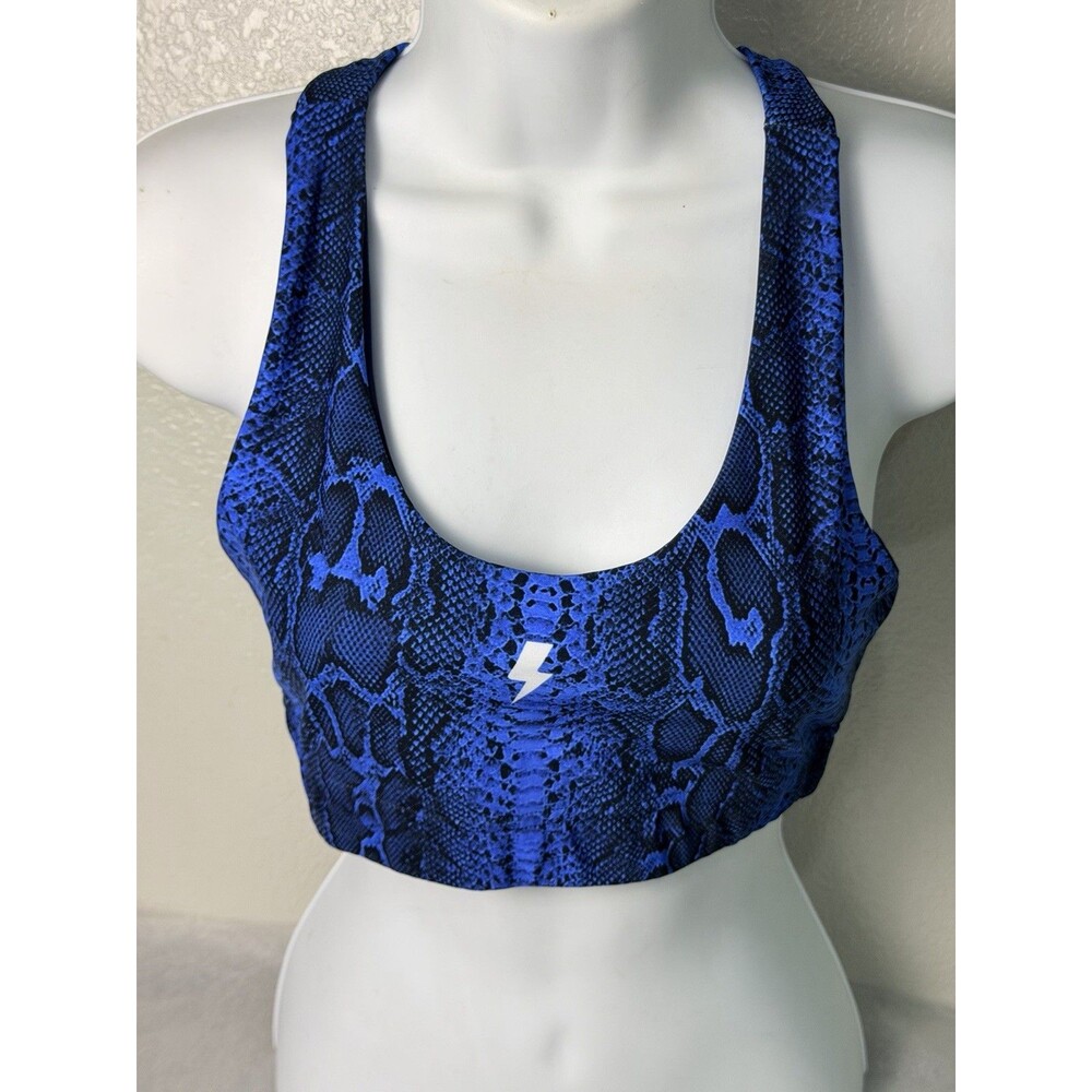 Brandfit Colombia Reversible Sports Bra Blue Snakeskin Print One Size Gym Top